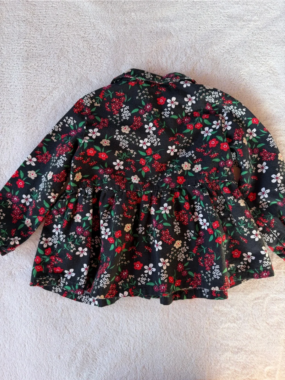 Carter's Black Floral Button-Front Top with Red and White Blooms Size 18M